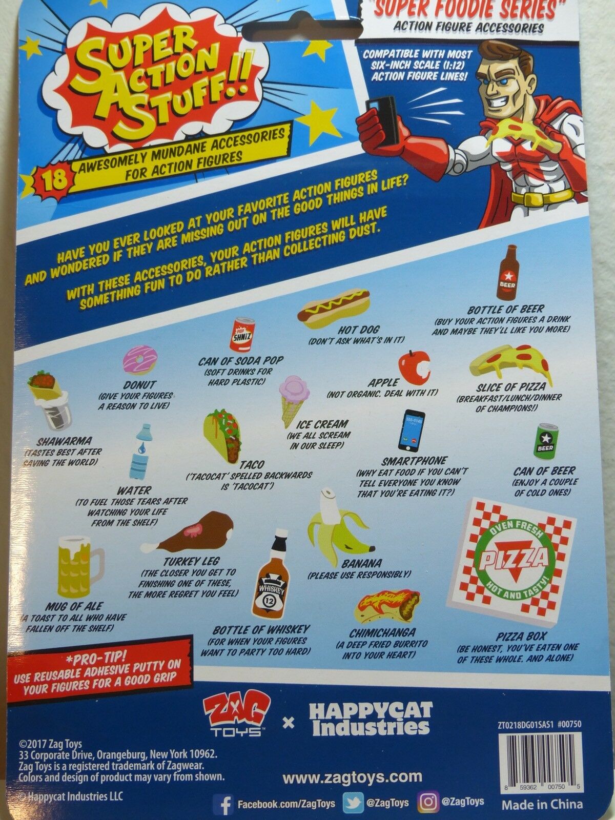 Super Action Stuff 18 Piece Super Foodie Action Figure Accessories 1:12 and Six